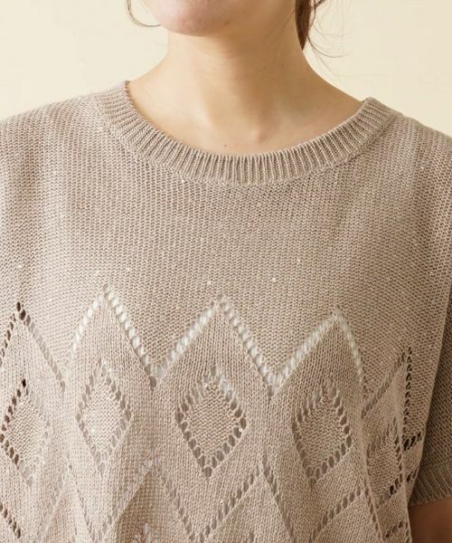Leilian PLUS HOUSE / レリアンプラスハウス ニット・セーター | スパンコール透かし編みニット【LE TRICOT PERUGIA】 | 詳細7