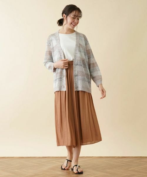 Leilian PLUS HOUSE / レリアンプラスハウス カーディガン・ボレロ | ボーダーVネックメッシュニット【LE TRICOT PERUGIA】 | 詳細11