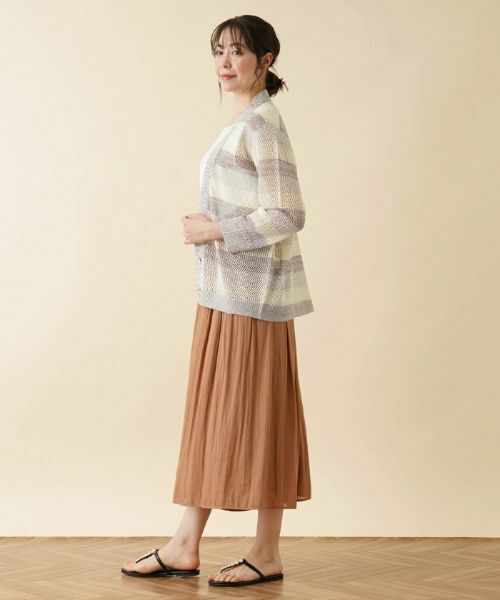 Leilian PLUS HOUSE / レリアンプラスハウス カーディガン・ボレロ | ボーダーVネックメッシュニット【LE TRICOT PERUGIA】 | 詳細2