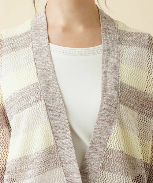 Leilian PLUS HOUSE / レリアンプラスハウス カーディガン・ボレロ | ボーダーVネックメッシュニット【LE TRICOT PERUGIA】 | 詳細7