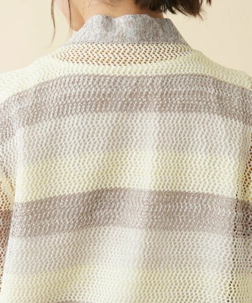 Leilian PLUS HOUSE / レリアンプラスハウス カーディガン・ボレロ | ボーダーVネックメッシュニット【LE TRICOT PERUGIA】 | 詳細8