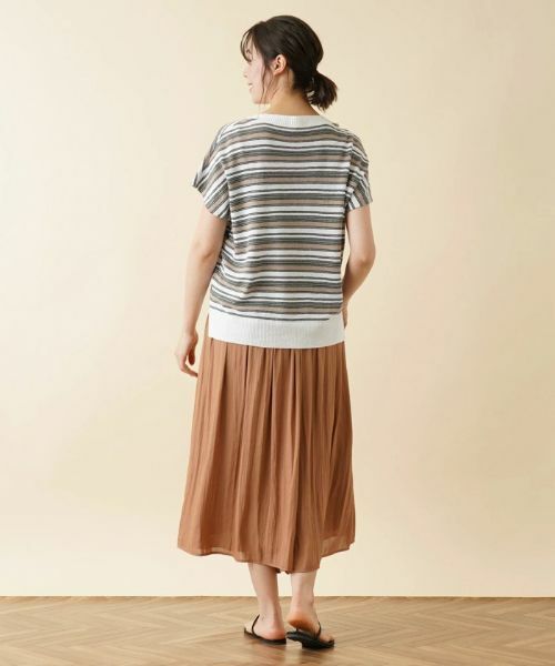 Leilian PLUS HOUSE / レリアンプラスハウス ニット・セーター | マルチボーダーフレンチスリーブニット【LE TRICOT PERUGIA】 | 詳細3