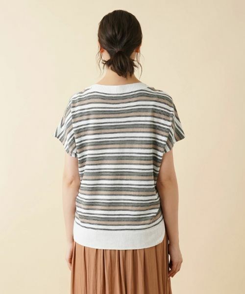 Leilian PLUS HOUSE / レリアンプラスハウス ニット・セーター | マルチボーダーフレンチスリーブニット【LE TRICOT PERUGIA】 | 詳細6