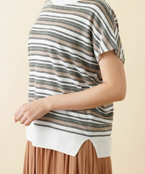 Leilian PLUS HOUSE / レリアンプラスハウス ニット・セーター | マルチボーダーフレンチスリーブニット【LE TRICOT PERUGIA】 | 詳細9