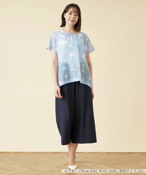 Leilian PLUS HOUSE / レリアンプラスハウス シャツ・ブラウス | 幾何学柄フレンチスリーブブラウス | 詳細1