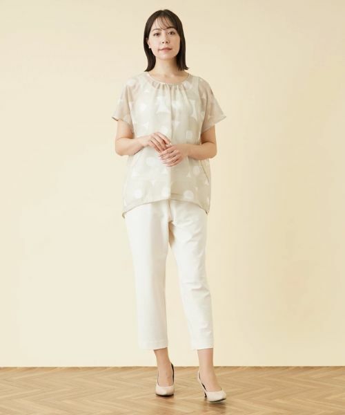 Leilian PLUS HOUSE / レリアンプラスハウス シャツ・ブラウス | 幾何学柄フレンチスリーブブラウス | 詳細12