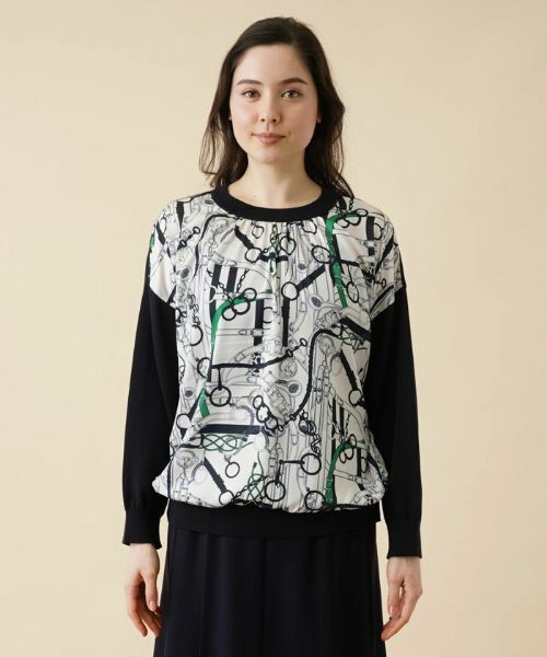 Leilian PLUS HOUSE / レリアンプラスハウス ニット・セーター | ベルト柄異素材切替ニットプルオーバー | 詳細4