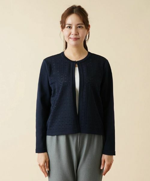 Leilian PLUS HOUSE / レリアンプラスハウス カーディガン・ボレロ | 透かし編み長袖カーディガン | 詳細4