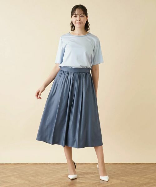 Leilian PLUS HOUSE / レリアンプラスハウス ミニ・ひざ丈スカート | ギャザーフレアスカート【my Perfect wardrobe】 | 詳細1