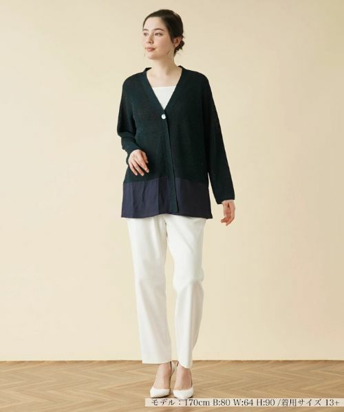 Leilian PLUS HOUSE / レリアンプラスハウス カーディガン・ボレロ | ラメVネックカーディガン | 詳細1