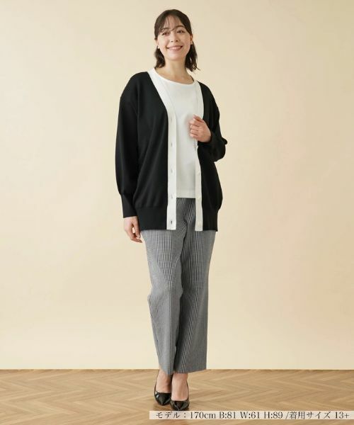 Leilian PLUS HOUSE / レリアンプラスハウス カーディガン・ボレロ | 配色Vネックニットカーディガン【my perfect wardrobe】 | 詳細1