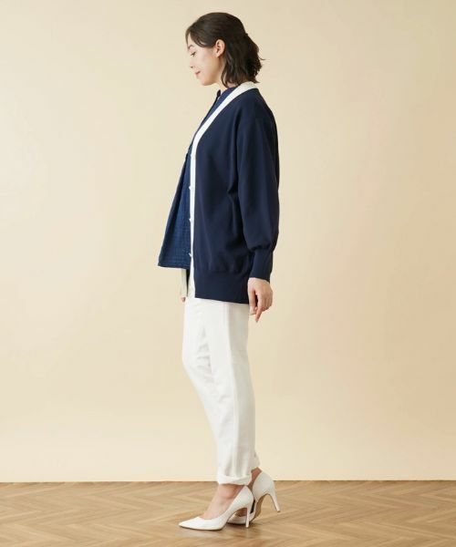 Leilian PLUS HOUSE / レリアンプラスハウス カーディガン・ボレロ | 配色Vネックニットカーディガン【my perfect wardrobe】 | 詳細12