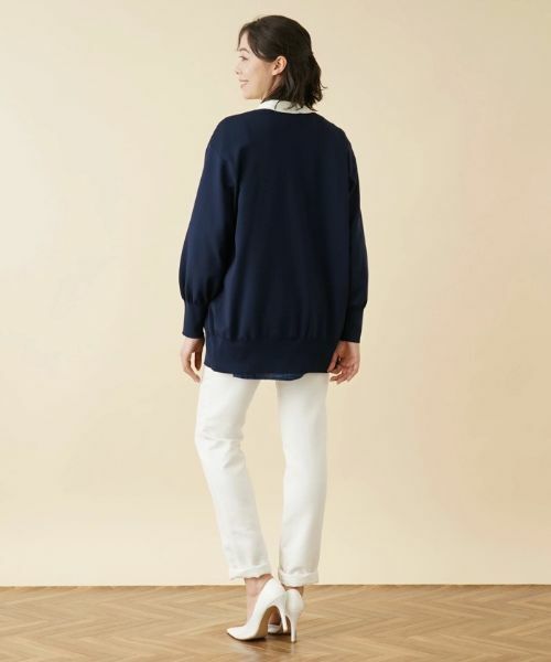 Leilian PLUS HOUSE / レリアンプラスハウス カーディガン・ボレロ | 配色Vネックニットカーディガン【my perfect wardrobe】 | 詳細13