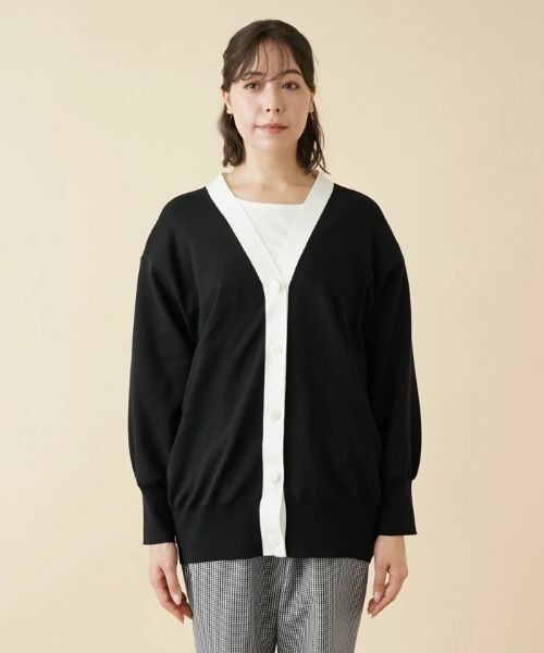 Leilian PLUS HOUSE / レリアンプラスハウス カーディガン・ボレロ | 配色Vネックニットカーディガン【my perfect wardrobe】 | 詳細4