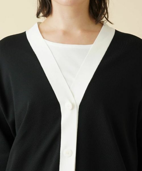 Leilian PLUS HOUSE / レリアンプラスハウス カーディガン・ボレロ | 配色Vネックニットカーディガン【my perfect wardrobe】 | 詳細7
