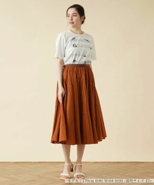 Leilian PLUS HOUSE / レリアンプラスハウス ミニ・ひざ丈スカート | タックミモレスカート | 詳細1