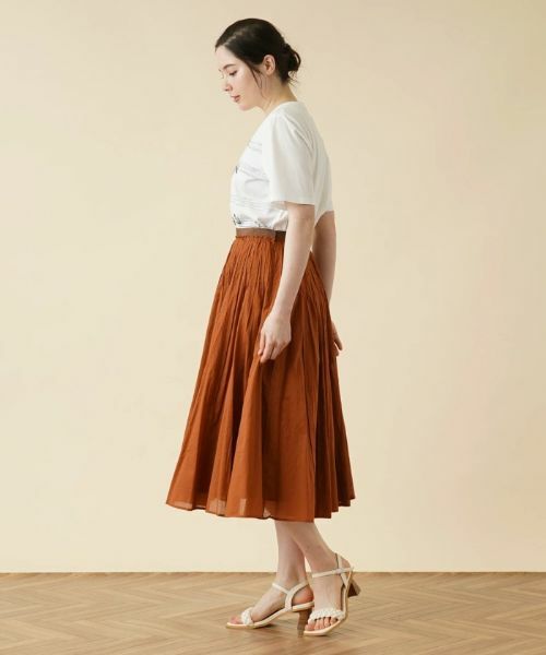 Leilian PLUS HOUSE / レリアンプラスハウス ミニ・ひざ丈スカート | タックミモレスカート | 詳細2