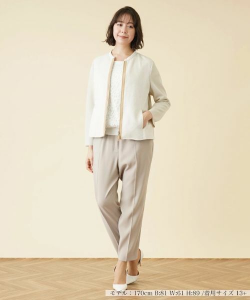 Leilian PLUS HOUSE / レリアンプラスハウス テーラードジャケット | 異素材切替ジップジャケット【ROCHAS Premiere】 | 詳細1