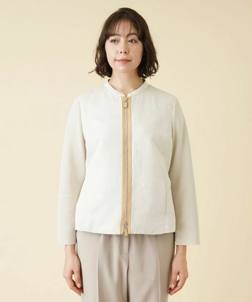 Leilian PLUS HOUSE / レリアンプラスハウス テーラードジャケット | 異素材切替ジップジャケット【ROCHAS Premiere】 | 詳細4