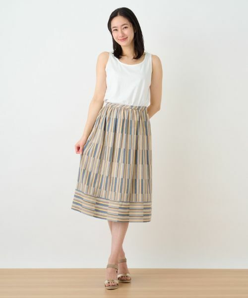 Leilian PLUS HOUSE / レリアンプラスハウス ミニ・ひざ丈スカート | ジャカードギャザースカート | 詳細2