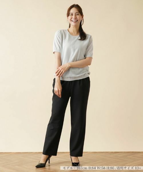 Leilian PLUS HOUSE / レリアンプラスハウス ニット・セーター | ラメラインチュール切替カットソー | 詳細1