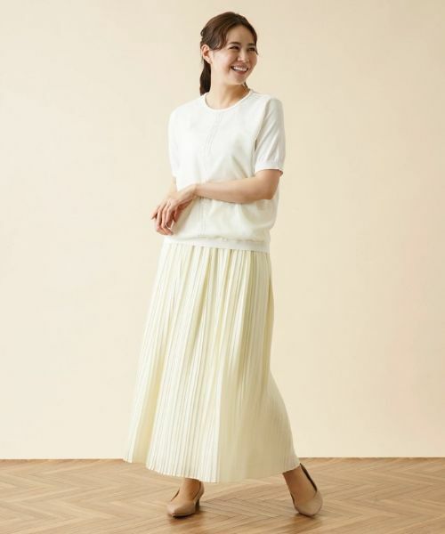 Leilian PLUS HOUSE / レリアンプラスハウス ニット・セーター | ラメラインチュール切替カットソー | 詳細11