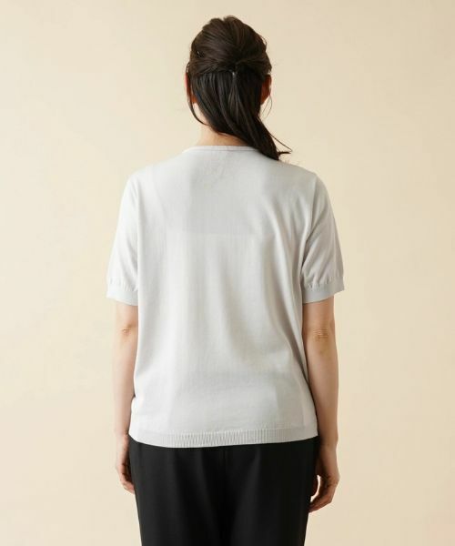 Leilian PLUS HOUSE / レリアンプラスハウス ニット・セーター | ラメラインチュール切替カットソー | 詳細6