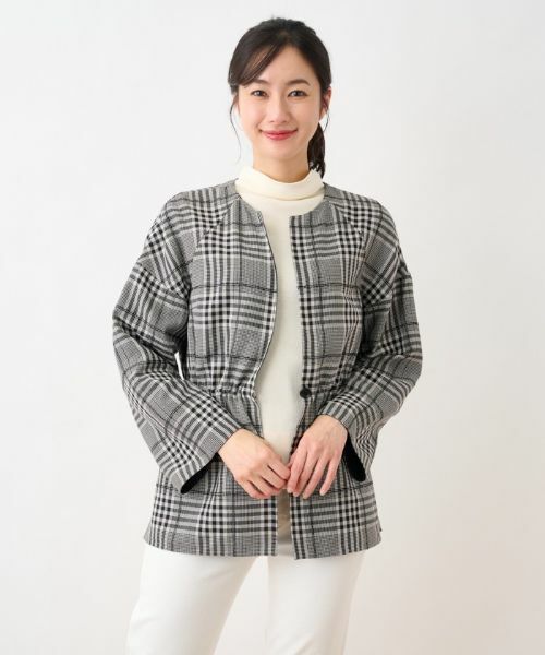 Leilian PLUS HOUSE / レリアンプラスハウス テーラードジャケット | チェックノーカラージャケット | 詳細1