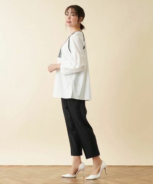 Leilian PLUS HOUSE / レリアンプラスハウス シャツ・ブラウス | 刺繍×レースボリュームスリーブブラウス | 詳細2