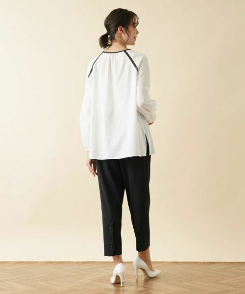 Leilian PLUS HOUSE / レリアンプラスハウス シャツ・ブラウス | 刺繍×レースボリュームスリーブブラウス | 詳細3