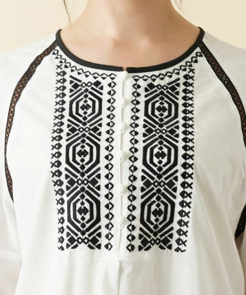 Leilian PLUS HOUSE / レリアンプラスハウス シャツ・ブラウス | 刺繍×レースボリュームスリーブブラウス | 詳細7