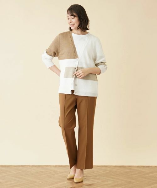 Leilian PLUS HOUSE / レリアンプラスハウス カーディガン・ボレロ | カラーブロックVネックカーディガン【HAND】 | 詳細1