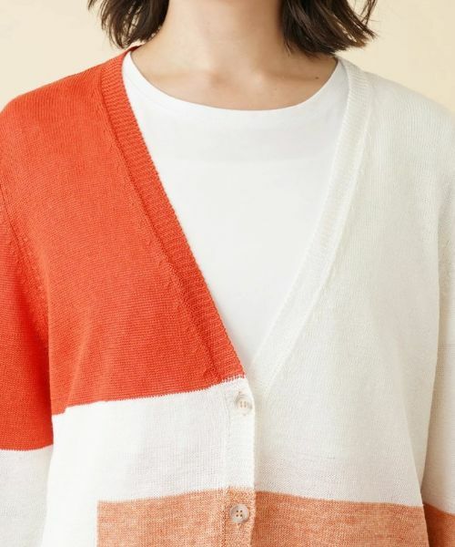 Leilian PLUS HOUSE / レリアンプラスハウス カーディガン・ボレロ | カラーブロックVネックカーディガン【HAND】 | 詳細10
