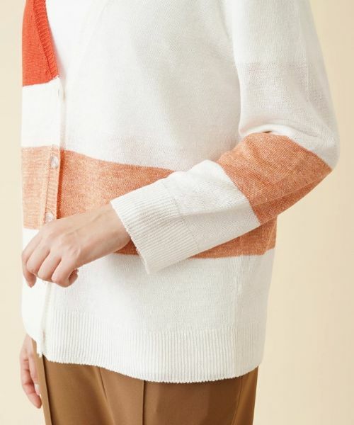 Leilian PLUS HOUSE / レリアンプラスハウス カーディガン・ボレロ | カラーブロックVネックカーディガン【HAND】 | 詳細12