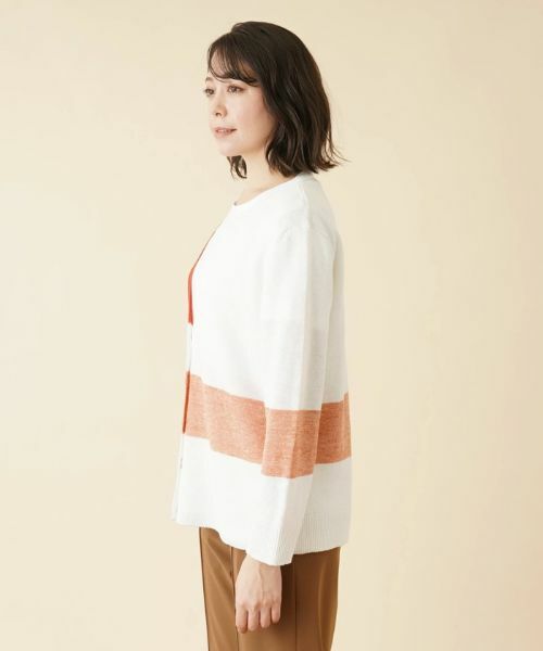 Leilian PLUS HOUSE / レリアンプラスハウス カーディガン・ボレロ | カラーブロックVネックカーディガン【HAND】 | 詳細8