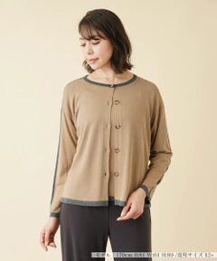 Leilian PLUS HOUSE / レリアンプラスハウス カーディガン・ボレロ | 配色ラインクルーネックカーディガン【HAND】