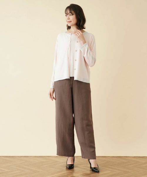 Leilian PLUS HOUSE / レリアンプラスハウス カーディガン・ボレロ | 配色ラインクルーネックカーディガン【HAND】 | 詳細1