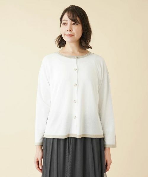 Leilian PLUS HOUSE / レリアンプラスハウス カーディガン・ボレロ | 配色ラインクルーネックカーディガン【HAND】 | 詳細10