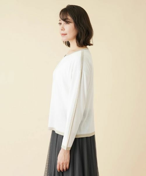 Leilian PLUS HOUSE / レリアンプラスハウス カーディガン・ボレロ | 配色ラインクルーネックカーディガン【HAND】 | 詳細11