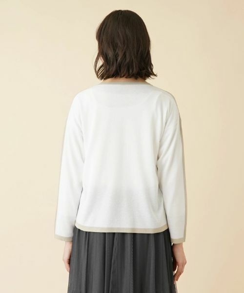 Leilian PLUS HOUSE / レリアンプラスハウス カーディガン・ボレロ | 配色ラインクルーネックカーディガン【HAND】 | 詳細12