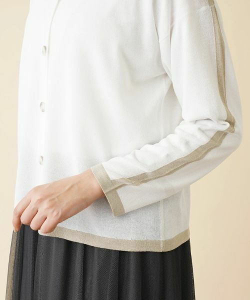 Leilian PLUS HOUSE / レリアンプラスハウス カーディガン・ボレロ | 配色ラインクルーネックカーディガン【HAND】 | 詳細15