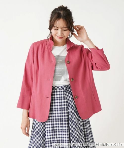 Leilian PLUS HOUSE / レリアンプラスハウス テーラードジャケット | ストレッチサマージャケット【ROCHAS Premiere】（レッド）