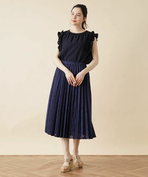 Leilian PLUS HOUSE / レリアンプラスハウス ロング・マキシ丈スカート | カットワークプリーツスカート | 詳細11