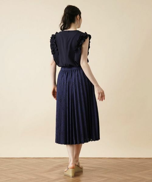 Leilian PLUS HOUSE / レリアンプラスハウス ロング・マキシ丈スカート | カットワークプリーツスカート | 詳細13