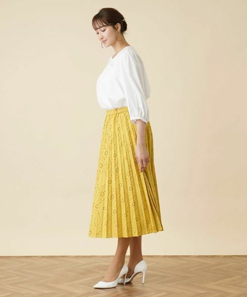 Leilian PLUS HOUSE / レリアンプラスハウス ロング・マキシ丈スカート | カットワークプリーツスカート | 詳細2