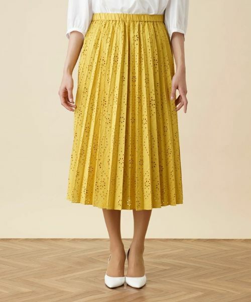 Leilian PLUS HOUSE / レリアンプラスハウス ロング・マキシ丈スカート | カットワークプリーツスカート | 詳細4