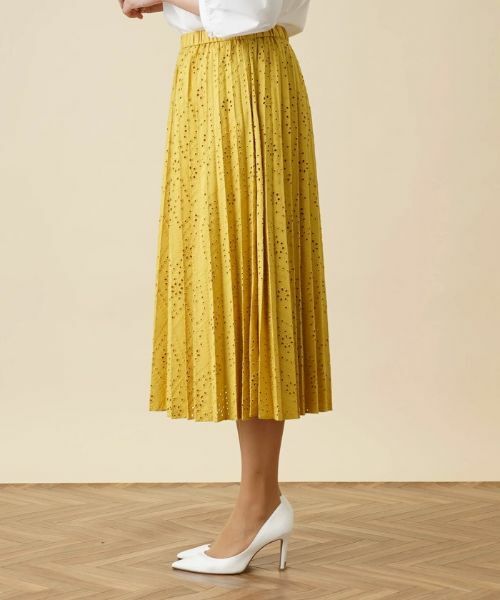 Leilian PLUS HOUSE / レリアンプラスハウス ロング・マキシ丈スカート | カットワークプリーツスカート | 詳細5