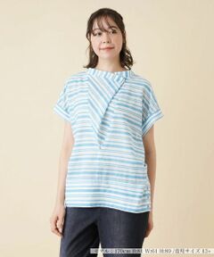 Leilian PLUS HOUSE / レリアンプラスハウス シャツ・ブラウス | 切替ボーダーハイネックブラウス