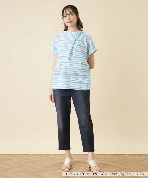 Leilian PLUS HOUSE / レリアンプラスハウス シャツ・ブラウス | 切替ボーダーハイネックブラウス | 詳細1