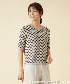 Leilian PLUS HOUSE / レリアンプラスハウス ニット・セーター | ジオメトリック柄クルーネックニット